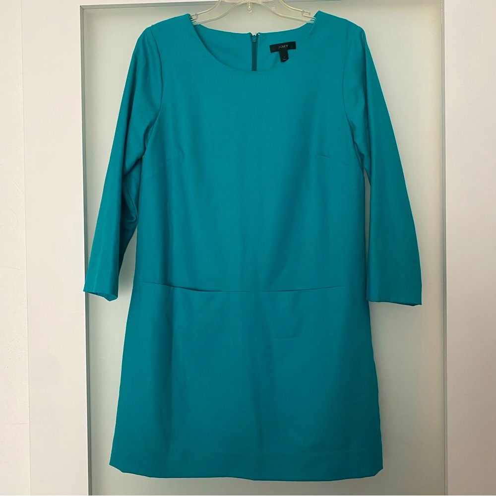 J. Crew teal shift dress career has pockets 3/4 sleeve size 4 - Picture 7 of 9